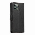 For iPhone 11 Pro PU Genuine Leather Texture Embossed Line Phone Case(Black)