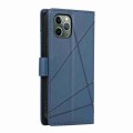 For iPhone 11 Pro Max PU Genuine Leather Texture Embossed Line Phone Case(Blue)