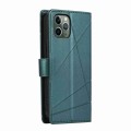 For iPhone 11 Pro Max PU Genuine Leather Texture Embossed Line Phone Case(Green)