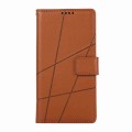 For iPhone 12 PU Genuine Leather Texture Embossed Line Phone Case(Brown)