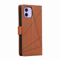 For iPhone 12 PU Genuine Leather Texture Embossed Line Phone Case(Brown)