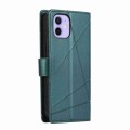 For iPhone 12 PU Genuine Leather Texture Embossed Line Phone Case(Green)