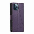 For iPhone 12 Pro PU Genuine Leather Texture Embossed Line Phone Case(Purple)