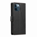 For iPhone 12 Pro Max PU Genuine Leather Texture Embossed Line Phone Case(Black)