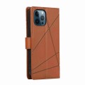 For iPhone 12 Pro Max PU Genuine Leather Texture Embossed Line Phone Case(Brown)