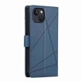 For iPhone 13 PU Genuine Leather Texture Embossed Line Phone Case(Blue)