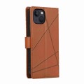 For iPhone 13 PU Genuine Leather Texture Embossed Line Phone Case(Brown)