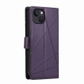 For iPhone 13 mini PU Genuine Leather Texture Embossed Line Phone Case(Purple)