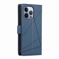 For iPhone 13 Pro PU Genuine Leather Texture Embossed Line Phone Case(Blue)
