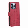 For iPhone 13 Pro PU Genuine Leather Texture Embossed Line Phone Case(Red)