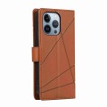 For iPhone 13 Pro PU Genuine Leather Texture Embossed Line Phone Case(Brown)