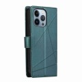 For iPhone 13 Pro PU Genuine Leather Texture Embossed Line Phone Case(Green)