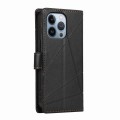 For iPhone 13 Pro Max PU Genuine Leather Texture Embossed Line Phone Case(Black)