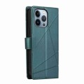 For iPhone 13 Pro Max PU Genuine Leather Texture Embossed Line Phone Case(Green)