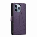 For iPhone 13 Pro Max PU Genuine Leather Texture Embossed Line Phone Case(Purple)