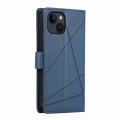For iPhone 14 PU Genuine Leather Texture Embossed Line Phone Case(Blue)