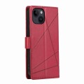 For iPhone 14 PU Genuine Leather Texture Embossed Line Phone Case(Red)