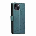 For iPhone 14 PU Genuine Leather Texture Embossed Line Phone Case(Green)