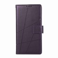 For iPhone 14 PU Genuine Leather Texture Embossed Line Phone Case(Purple)