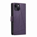 For iPhone 14 PU Genuine Leather Texture Embossed Line Phone Case(Purple)