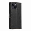For iPhone 14 Plus PU Genuine Leather Texture Embossed Line Phone Case(Black)
