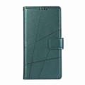 For iPhone 14 Plus PU Genuine Leather Texture Embossed Line Phone Case(Green)