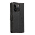For iPhone 14 Pro PU Genuine Leather Texture Embossed Line Phone Case(Black)