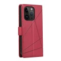 For iPhone 14 Pro PU Genuine Leather Texture Embossed Line Phone Case(Red)