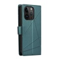 For iPhone 14 Pro PU Genuine Leather Texture Embossed Line Phone Case(Green)