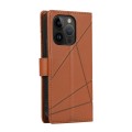For iPhone 14 Pro Max PU Genuine Leather Texture Embossed Line Phone Case(Brown)