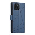 For iPhone 15 PU Genuine Leather Texture Embossed Line Phone Case(Blue)