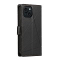 For iPhone 15 PU Genuine Leather Texture Embossed Line Phone Case(Black)