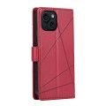 For iPhone 15 PU Genuine Leather Texture Embossed Line Phone Case(Red)