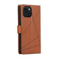 For iPhone 15 PU Genuine Leather Texture Embossed Line Phone Case(Brown)