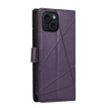 For iPhone 15 PU Genuine Leather Texture Embossed Line Phone Case(Purple)