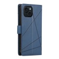 For iPhone 15 Plus PU Genuine Leather Texture Embossed Line Phone Case(Blue)