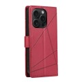 For iPhone 15 Pro PU Genuine Leather Texture Embossed Line Phone Case(Red)