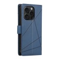 For iPhone 15 Pro Max PU Genuine Leather Texture Embossed Line Phone Case(Blue)