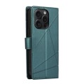 For iPhone 15 Pro Max PU Genuine Leather Texture Embossed Line Phone Case(Green)