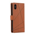 For iPhone XS / X PU Genuine Leather Texture Embossed Line Phone Case(Brown)