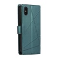 For iPhone XS / X PU Genuine Leather Texture Embossed Line Phone Case(Green)