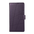 For iPhone XS / X PU Genuine Leather Texture Embossed Line Phone Case(Purple)