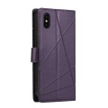 For iPhone XS / X PU Genuine Leather Texture Embossed Line Phone Case(Purple)