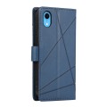 For iPhone XR PU Genuine Leather Texture Embossed Line Phone Case(Blue)