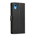 For iPhone XR PU Genuine Leather Texture Embossed Line Phone Case(Black)