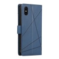For iPhone XS Max PU Genuine Leather Texture Embossed Line Phone Case(Blue)