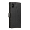 For iPhone XS Max PU Genuine Leather Texture Embossed Line Phone Case(Black)