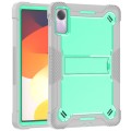 For Xiaomi Redmi Pad SE Shockproof Silicone Hybrid PC Tablet Case with Holder(Mint Green + Grey)