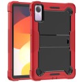 For Xiaomi Redmi Pad SE Shockproof Silicone Hybrid PC Tablet Case with Holder(Black + Red)