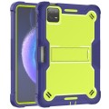 For Xiaomi Pad 6 Shockproof Silicone Hybrid PC Tablet Case with Holder(Yellow Green + Navy Blue)